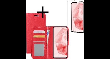 Hoesje - Met Screenprotector - Geschikt voor Samsung Galaxy A35 - Luxe Pasjeshouder - Bookcase Portemonee - Flip Case - Kunstleer Book Case - Flipcase - Book Cover - Walletcase - Portemonneehoes - Rood