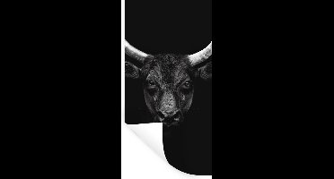 Muurstickers - Sticker Folie - Dieren - Stier - Zwart - Wit - Portret - 20x40 cm - Plakfolie - Muurstickers Kinderkamer - Zelfklevend Behang - Zelfklevend behangpapier - Stickerfolie