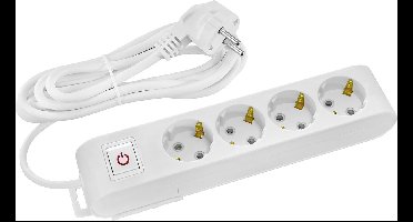 Stekkerdoos met Schakelaar - Verlengsnoer met Schakelaar - Decon - 4 Stopcontacten - 3 Meter - Randaarde - Wit | Nederland