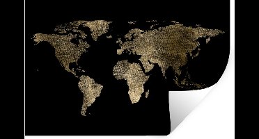 Muurstickers - Sticker Folie - Wereldkaart - Goud - Zwart - Aarde - Luxe - 30x20 cm - Plakfolie - Muurstickers Kinderkamer - Zelfklevend Behang - Zelfklevend behangpapier - Stickerfolie
