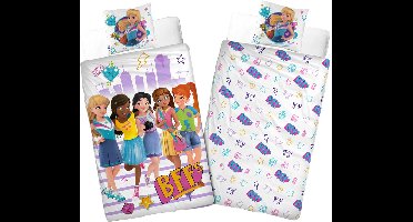 Lego Dekbedovertrek Gang - 140x200 - 100% Katoen - Wit - Dekbedovertrek kinderen