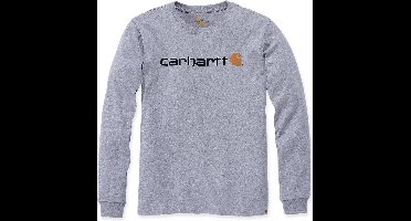 Carhartt 104107 Core Logo Longsleeve T-Shirt - Relaxed Fit - Heather Grey - XL