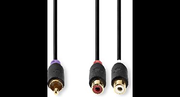 Nedis Subwoofer-Kabel - RCA Male - 2x RCA Female - Verguld - 0.20 m - Rond - 4.0 mm - Antraciet - Doos