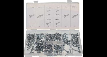 Topgear Zelftappers Assortiment - 200 stuks - Kruiskop - Chroomkleurig - Diverse maten
