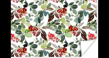 Poster Bessen - Kerst - Waterverf - 30x20 cm - Kerstmis Decoratie - Kerstversiering - Kerstdecoratie Woonkamer - Kerstversiering - Kerstdecoratie voor binnen - Kerstmis
