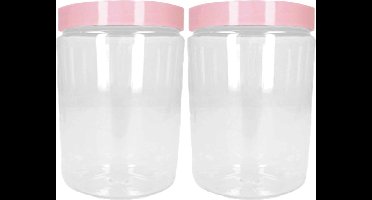 PlasticForte Voorraadpot/bewaarpot - 2x - 375 ml - kunststof - oud roze - B7 x H12 cm