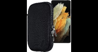 Cadorabo Universele neopreen beschermhoes geschikt voor mobiele telefoons, geschikt voor mobiele telefoons tot 5.5" (Zoll) in ZWART - Neopreen beschermhoes met polsband