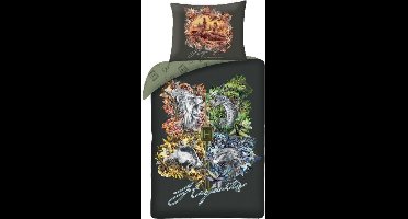 Harry Potter Dekbedovertrek Zweinstein Logo - 140 x 200 cm - 70 x 90 cm - katoen