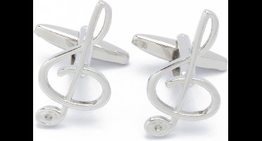 Manchetknopen - Muzieksleutel G-sleutel Zilverkleur