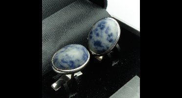 Manchetknopen - Echt Zilver 925 Blauwgestipte Steen