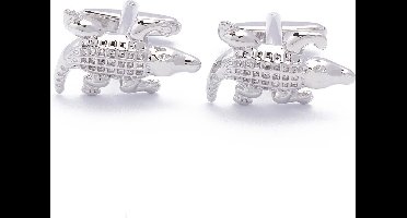 Manchetknopen - Alligator Krokodil Zilverkleurig