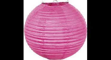 Papieren lampion knalroze met draadstalen frame (25 cm)