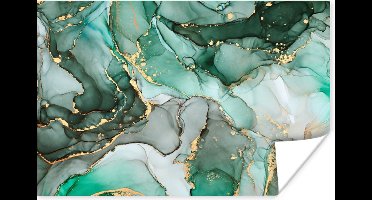 Poster Goud - Marmer - Groen - Luxe - Marmerlook - Grijs - 30x20 cm