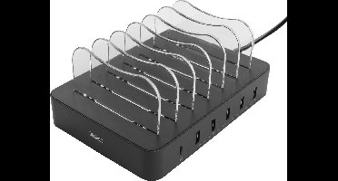 Deltaco DPS-0200 USB Oplaadstation - 6 Apparaten - 5xUSB-A/1x USB-C Power Delivery - 50W - Zwart