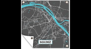 Tuinposters Plattegrond – Mainz – Blauw – Stadskaart – Kaart - Duitsland - 50x50 cm - Tuindoek