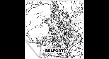Tuinposters Kaart - Frankrijk - Stadskaart - Plattegrond - Belfort - Zwart wit - 50x50 cm - Tuindoek