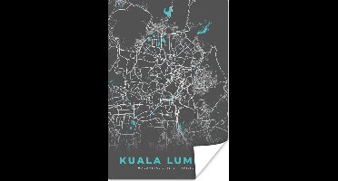 Poster Kuala Lumpur - Stadskaart - Plattegrond - Kaart - Blauw - 20x30 cm