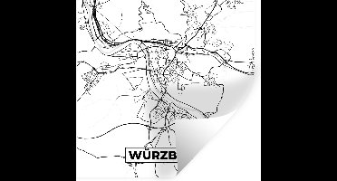 Muurstickers - Sticker Folie - Würzburg - Kaart - Stadskaart - Plattegrond - 30x30 cm - Plakfolie - Muurstickers Kinderkamer - Zelfklevend Behang - Zelfklevend behangpapier - Stickerfolie