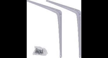 Set van 8x witte plankdragers steunen 25 x 30 cm - Tot 13kg - Inclusief schroeven