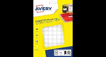Etiket Avery A5 15mm rond     blister 168st wit