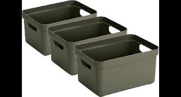 Sunware Opbergbox Sigma - 6x stuks - kunststof - donkergroen - 13 liter - Opbergbakken/opbergers - 35 x 25 x 18 cm