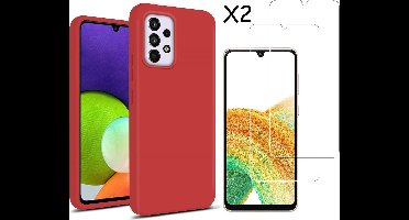 Hoesje Geschikt Voor Samsung Galaxy A33 hoesje silicone soft cover Rood - Hoesje Geschikt Voor Samsung Galaxy A33 5G Silicone colour hoesje - Galaxy A33 case Liquid Nano Silicone cover - A33 Screenprotector 2 pack