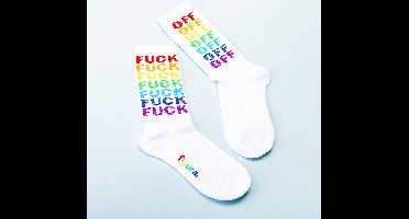 Fisura Sokken Fuck Off Heren Katoen Wit Maat 41-45