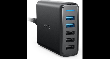 Anker PowerPort Speed 5 Poorts 2x Quick Charge 63W Thuislader Zwart