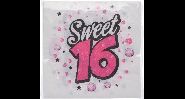 Sweet 16 servetten 33 X 33 Cm Papier Roze 16 Stuks