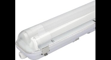 HOFTRONIC - LED TL armatuur 120cm - IP65 Waterdicht - Dubbel - Incl. 2x18 Watt LED TL Buizen (110lm/W) - 6000K Daglicht wit 860 - Flikkervrij - 30.000 branduren - 3 jaar garantie - RVS Clips