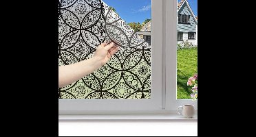 ApexArte® Raamfolie Glas in Lood - Zelfklevend - Antieke Look - Lood Regenboog - Zwart