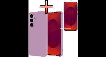 Hoesje - Met Screenprotector - Geschikt voor Samsung Galaxy S25 Plus - Sterk & Shockproof - Back Cover - Siliconen Case - Telefoon Hoes - Lila