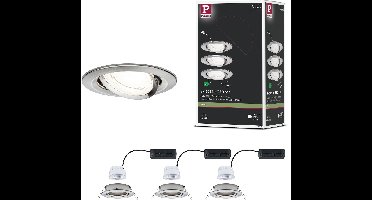 LED-inbouwlamp Nova Coin Set van 3 rond 84mm 50° 3x2,8W 3x505lm 230V 4000K Staal geborsteld