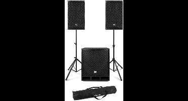 Power Dynamics Combo1800 set met statieven - 2.1 actieve speaker set met Bluetooth - 1800W