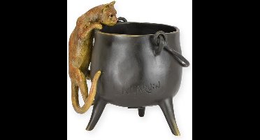 Nieuwsgierige kat - Bronzen beeld - pot - 12,7 cm hoog