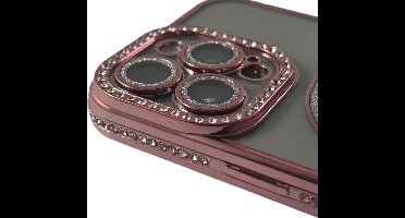 HEM Hoesje Geschikt voor iPhone 13 Pro Hoesje - Geschikt voor MagSafe - Shockproof Backcover - Rose Glitter Transparant hoesje,