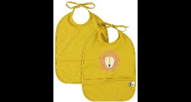 Trixie Afwasbaar slabbetje 2-pack Mr. Lion - Slab voor kinderen - 100% Recycled Polyester - Eenvoudig schoon - Geel