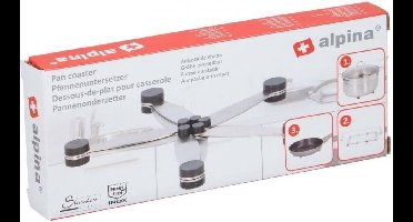 Alpina Verstelbare onderzetter - roestvrijstaal - zwart - 27x20 cm