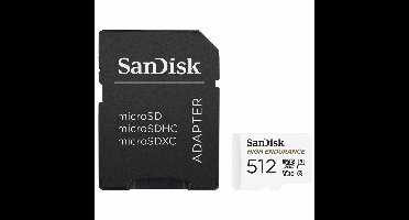 SANDISK High Endurance microSDXC Geheugenkaart – 512 GB – Class 10 – 100MB/s – Inclusief SD-adapter