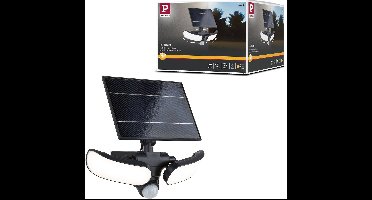 Solar LED wallwasher Sonlig Schemergestuurde bewegingsmelder (IR) IP65 hoekig 286x258mm 3000K 2x9W 2x1100lm 3,7V Antraciet Kunststof