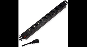 ROLINE 19" stekkerdoos 8-voudig, C14 stekker, zwart, 2 m