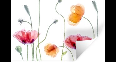 Muurstickers - Sticker Folie - Klaproos - Bloemen - Lente - Wit - 30x20 cm - Plakfolie - Muurstickers Kinderkamer - Zelfklevend Behang - Zelfklevend behangpapier - Stickerfolie
