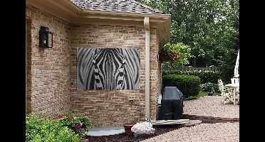 Tuinposter - Tuindoek - Tuinposters buiten - Zebra - Dieren - Zwart wit - Portret - 120x80 cm - Tuin