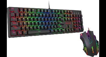 Redragon Boa Constrictor Gaming Set - Hoogwaardig RGB Gaming Toetsenbord en Muis - Air Craft Aluminium - Compleet profiel - Quick-Fire Button - Verstelbare DPI en programmeerbare knoppen