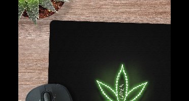 Muismat XXL 40x40 cm - Bureau onderlegger - Bureau mat Gaming - Tekst - Neon - Happy gaming - Groen - Bureaumat - Gaming mousepad xl - Bureaulegger groot - Computer deskmat - Geschikt voor Gaming Muis en Gaming PC set-up