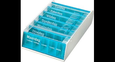 Pillendoos voor 1 week - 5 vakken per dag - Blauw - Nederlands - Adhome
