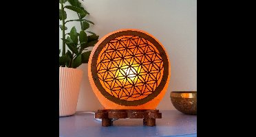Green Tree Candle Tafellamp - Himalayan Salt Lamp Flower Of Life 5kg - Ø 20 Cm - E14 - Oranje