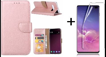 Ntech Hoesje Geschikt Voor Samsung Galaxy S10 Plus Hoesje Rose Goud + Folie creenprotector