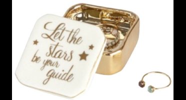 Balvi Sieradendoosje Stars 2,5 X 4,9 Cm Porselein Goud/wit