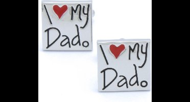 Manchetknopen - I Love My Dad Zilver Rood